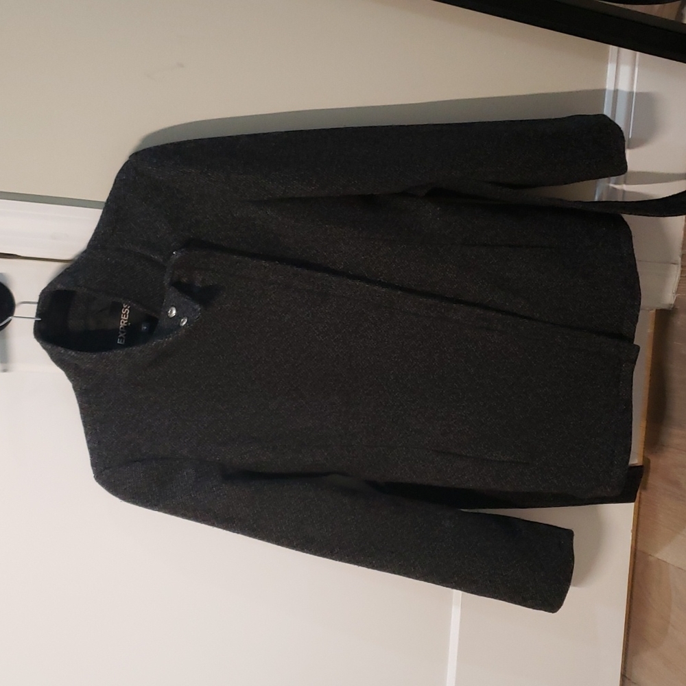 Express Pea Coat Black Gray Size S Zip-Up